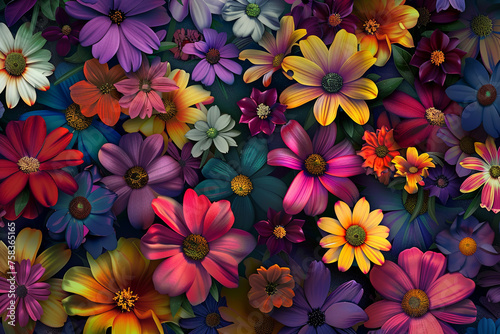 Colorful flowers for background