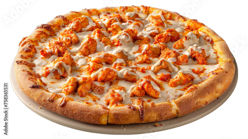 Buffalo Chicken Pizza isolated on transparent png background. Generative ai 