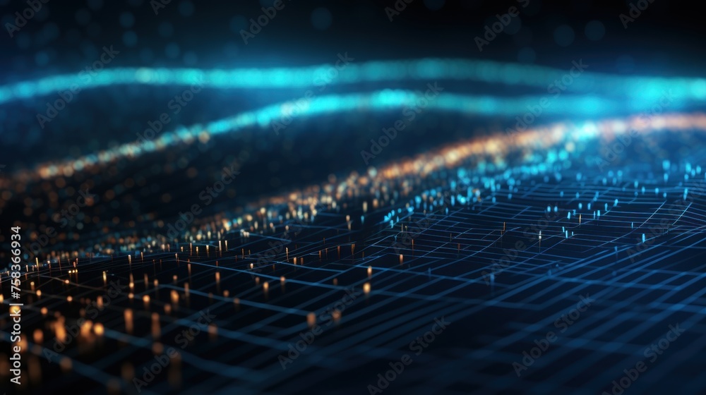 Abstract background representing data particles in a technological environment, each particle conveying a unique piece of information Abstract background representing data particles in a technological environment, each particle conveying a unique piece of information