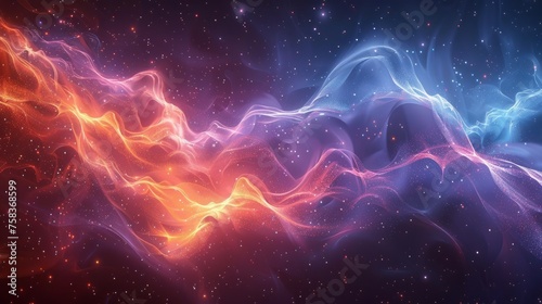 Artificial image of a purple lightning storm in space with red and blue hues photo