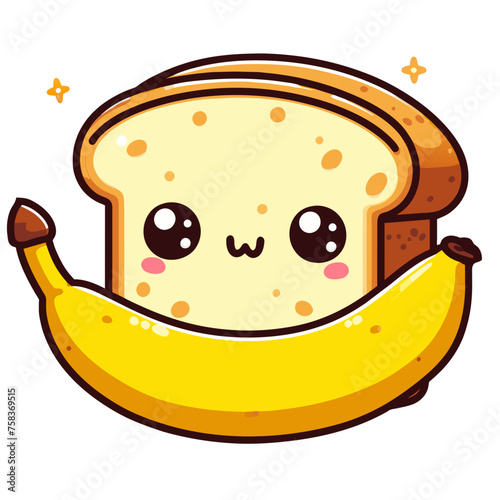 kawaii graphics tasty healthy banana bread