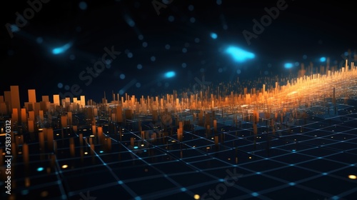 Wallpaper Mural Abstract background representing data particles in a technological environment, each particle conveying a unique piece of information Torontodigital.ca