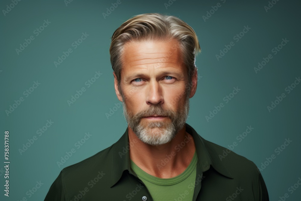 Portrait of handsome middle-aged man with grey hair and beard. Portrait of handsome middle-aged man with grey hair and beard.