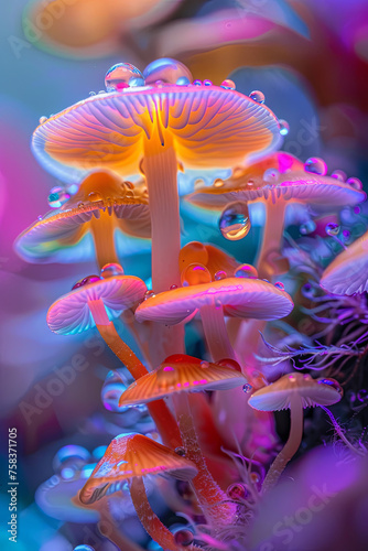 Closeup of colorful mushrooms © grey