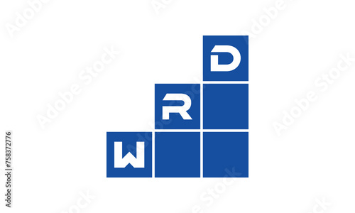 WRD initial letter financial logo design vector template. economics, growth, meter, range, profit, loan, graph, finance, benefits, economic, increase, arrow up, grade, grew up, topper, company, scale photo