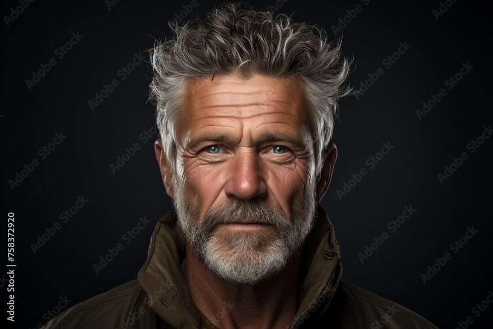 Portrait of a handsome senior man with grey beard and mustache. Portrait of a handsome senior man with grey beard and mustache.