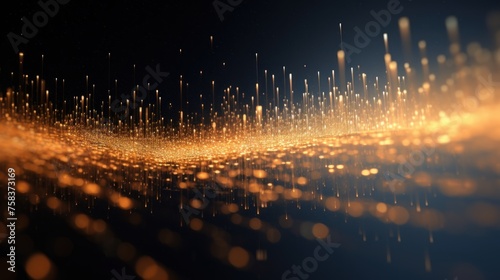 Abstract background representing data particles in a technological environment, each particle conveying a unique piece of information photo