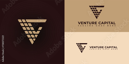 Initial Letter VC or CV logo icon design template elements vector in gold color isolated on multiple background colors applied for business and consulting company logo design inspiration template
