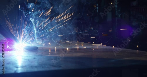 Arc welding close up dark slow motion 2