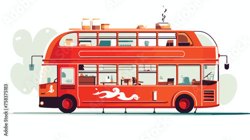 A double-decker bus transformed into a mobile coffe