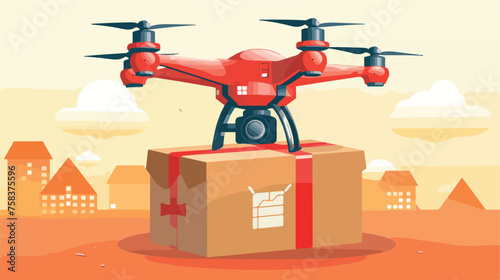 A drone delivering a package to a doorstep showcasi