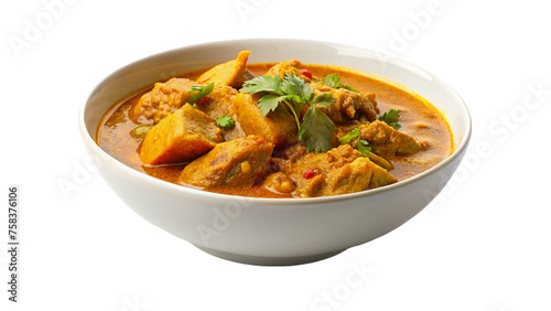 Bowl of chicken curry. isolated on transparent background.