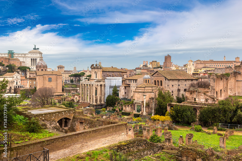Ancient ruins of forum in Rome