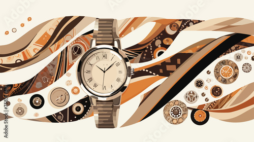 A dynamic pattern of scarves jewelry and watches 