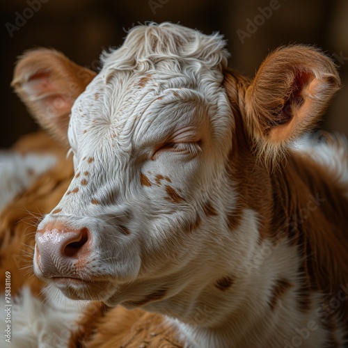 Close up portrait of a cow ...