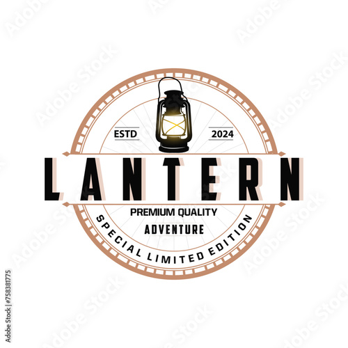 Lantern Logo Design Street Lamp Old Classic Vintage Minimalist Illustration Template