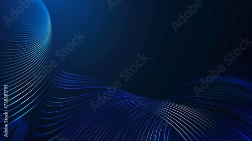 Geometric stripe line with glowing circle lines on a dark blue background