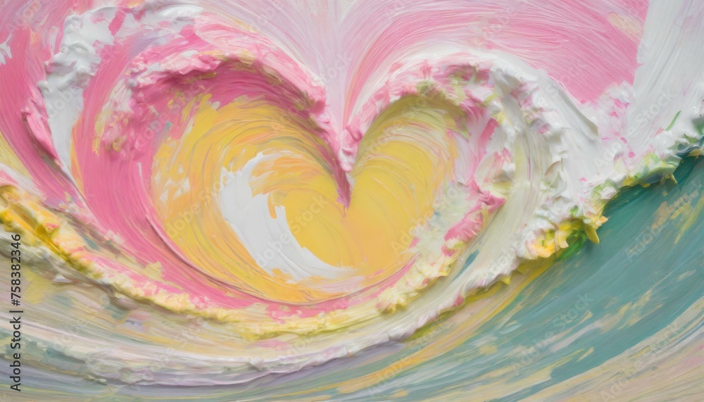 Texture art, oil painting style heart illustration.