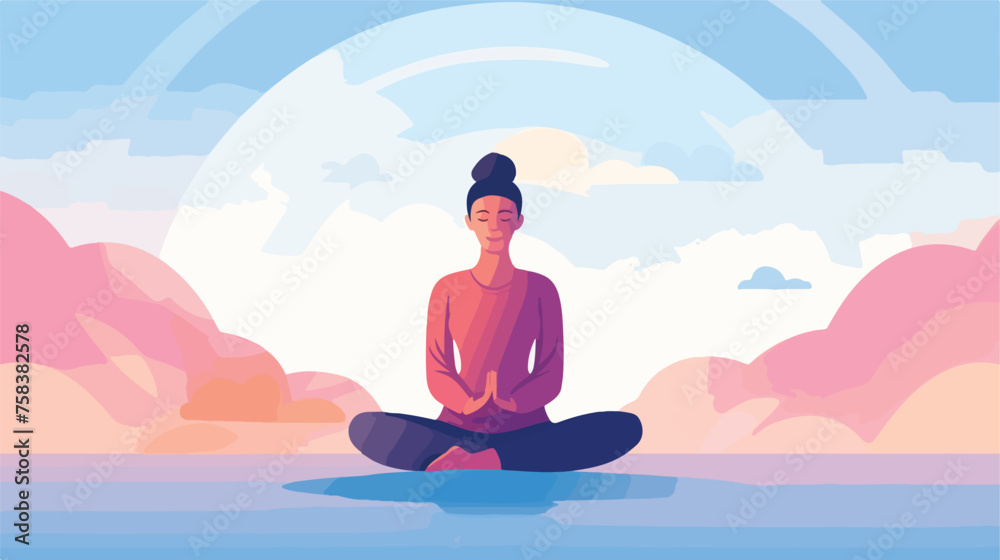 A flat illustration of a person meditating in a lot