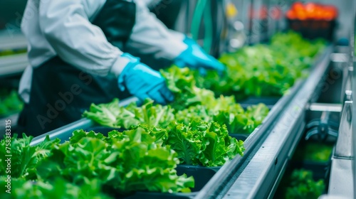 Hydroponic Lettuce Farming in Automated Greenhouse. Generative ai