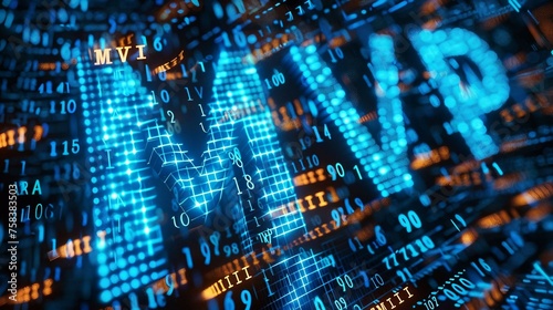 Obraz na płótnie blue matrix binary code forms the acronym MVP , symbolizing the concept of Minimum Viable Product . 