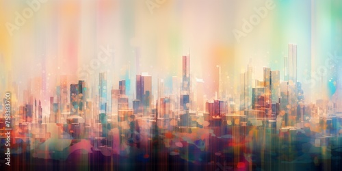 Ethereal cityscape in vibrant hues, resembling a digital painting