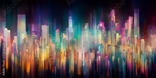 Ethereal cityscape in vibrant hues  resembling a digital painting