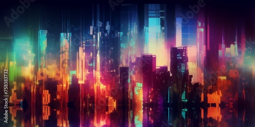 Ethereal cityscape in vibrant hues, resembling a digital painting