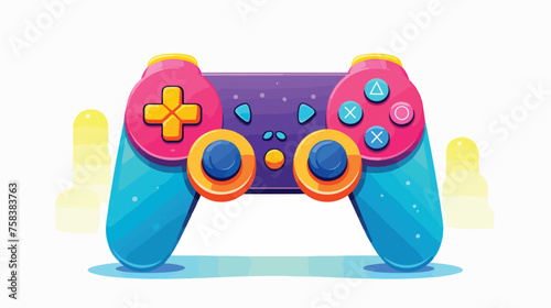 A gaming controller with colorful buttons and joy