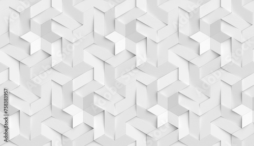 3D Wallpaper origami mosaic of white particles High quality seamless realistic texture photo
