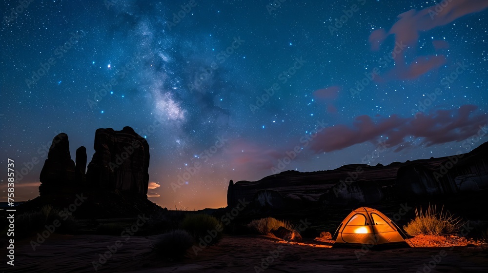 camping in the night