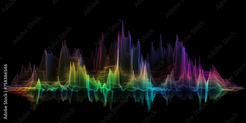 Abstract digital soundwave art with vibrant, iridescent peaks Abstract digital soundwave art with vibrant, iridescent peaks