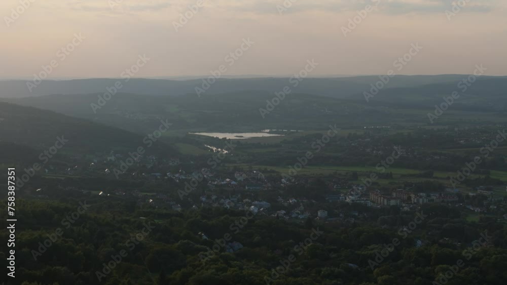 Beautiful Landscape Sunset Mountains Przemysl Aerial View Poland Beautiful Landscape Sunset Mountains Przemysl Aerial View Poland