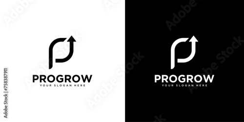 initial letter P growth logo design template element