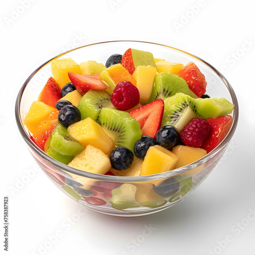 Fresh fruit salad i a pot isolated on transparent background