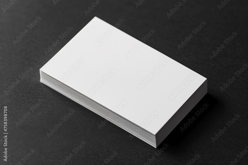 Business card on black background empty white paper mockup Business card on black background empty white paper mockup