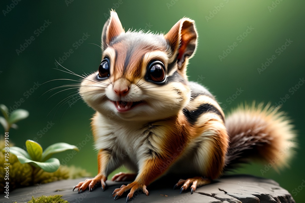 Cute chipmunk in the habitat.