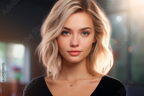 Blonde beauty with soft waves and gentle gaze © Luismartin_fit