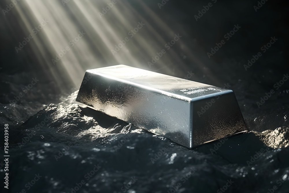 Emerging Silver Bar of Opportunity, shining light, growth, precious metal investments, financial growth Emerging Silver Bar of Opportunity, shining light, growth, precious metal investments, financial growth