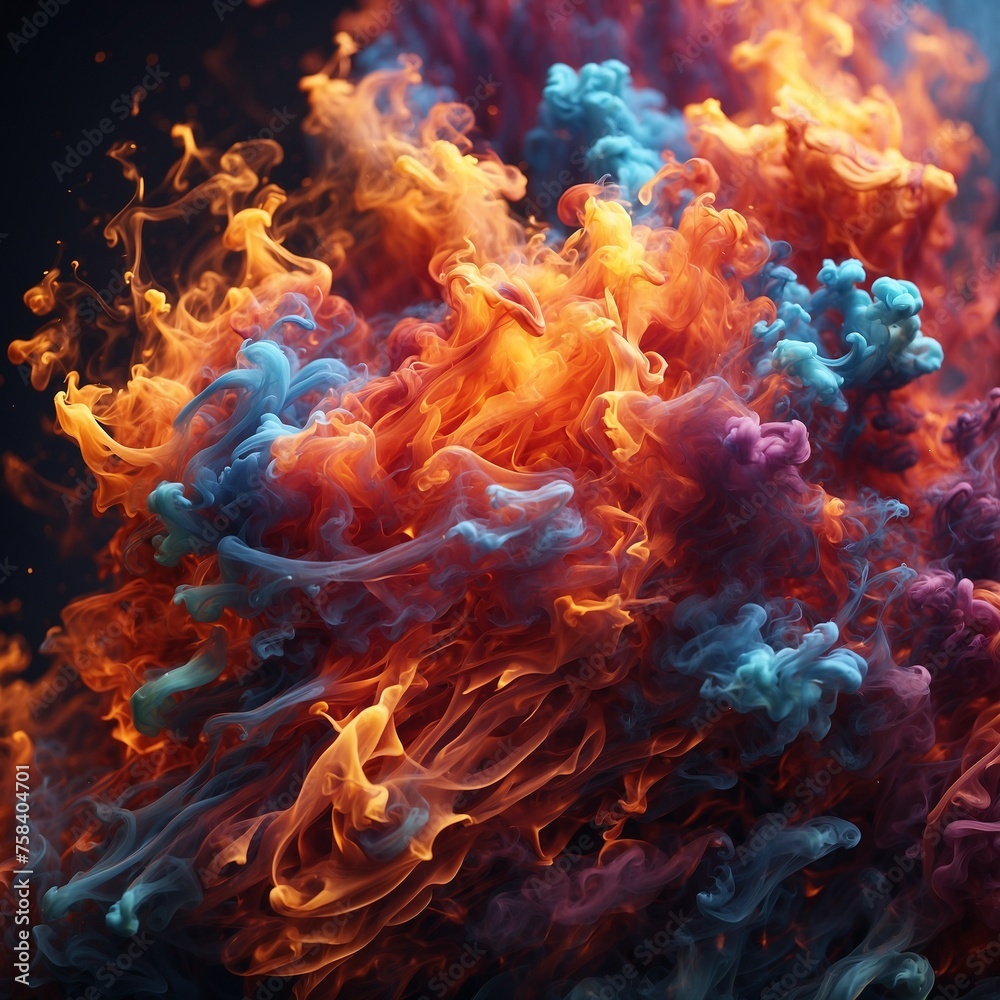 Background of colorful smoke fire, 3D full of style, full-screen image Background of colorful smoke fire, 3D full of style, full-screen image