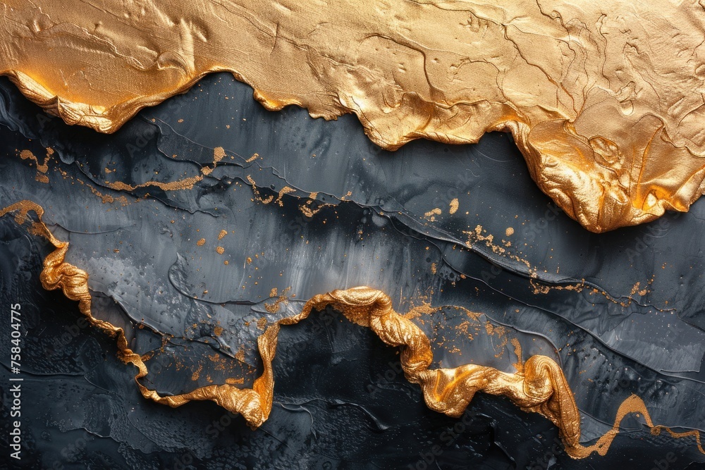 Naklejka premium The image depicts stunning murals created using a golden palette, showcasing expressive compositions on cardboard.