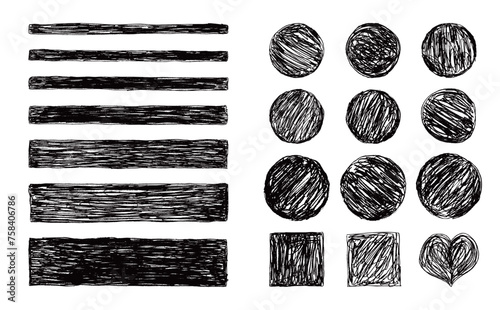 手描き風・鉛筆塗りつぶしイラスト素材