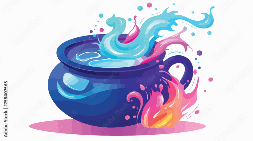 A magical potion bubbling in a cauldron with swirli