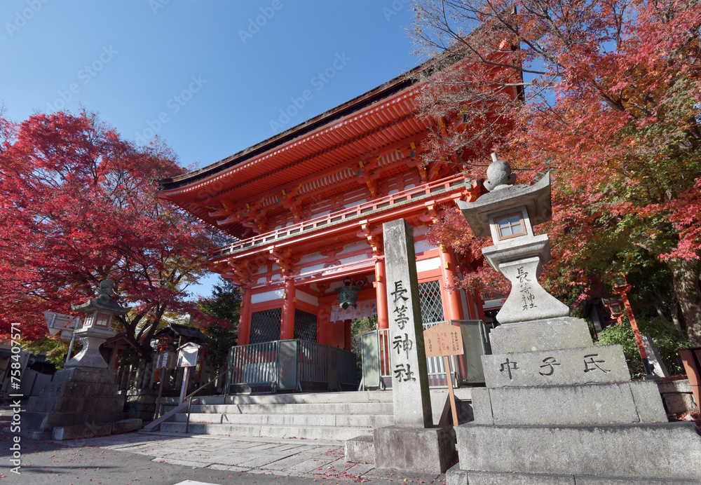 秋の長等神社　楼門　滋賀県大津市三井寺町