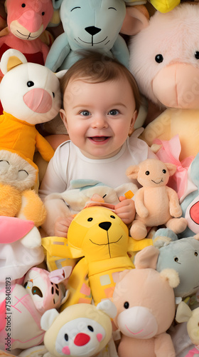 Innocence and Joy Embodied: A Visual Closeup of a Playful, Gleeful Baby in a Comforting, Safe Environment