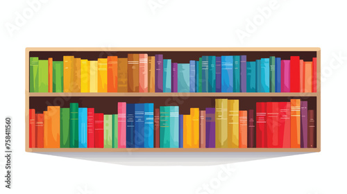 A minimalist bookshelf with colorful books neatly 
