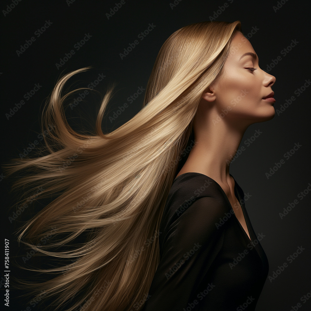 woman with hair, Long Hair Models with black background