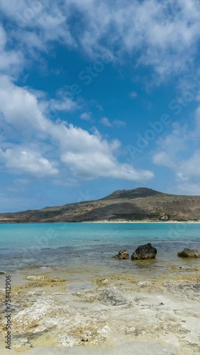 Timelapse of stunning simos beach in Elafonissos island greece in vertical photo