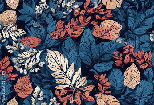 Leaves seamless pattern. stock illustration