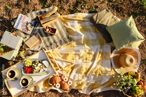 Picnic with tasty food, tea...